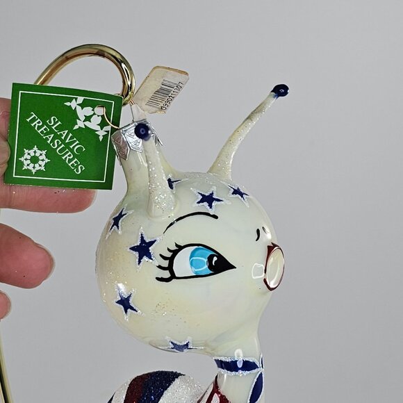 Slavic Treasures Patriotic Event Snail Ornament Figurine Handcrafted Blown Glass - Picture 8 of 9